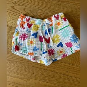 Flowered print gauze shorts